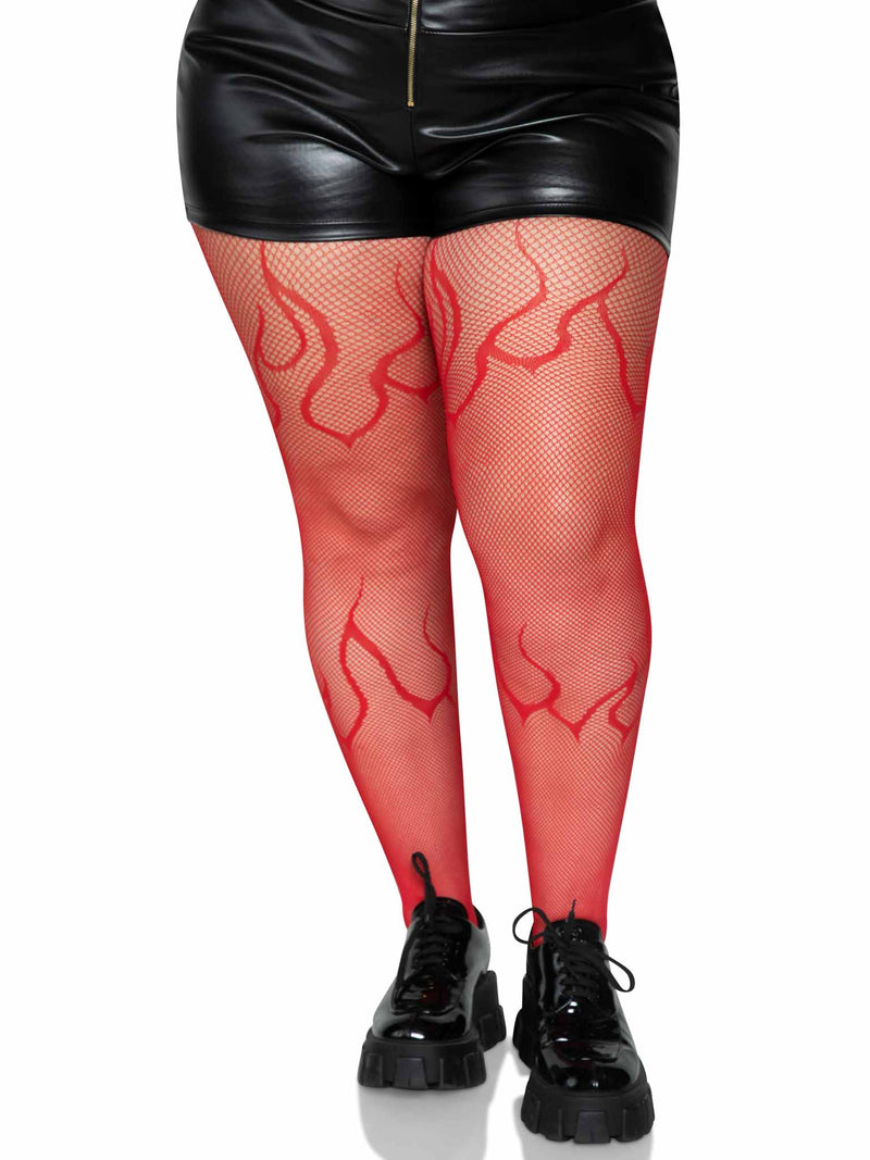 Flame net tights.