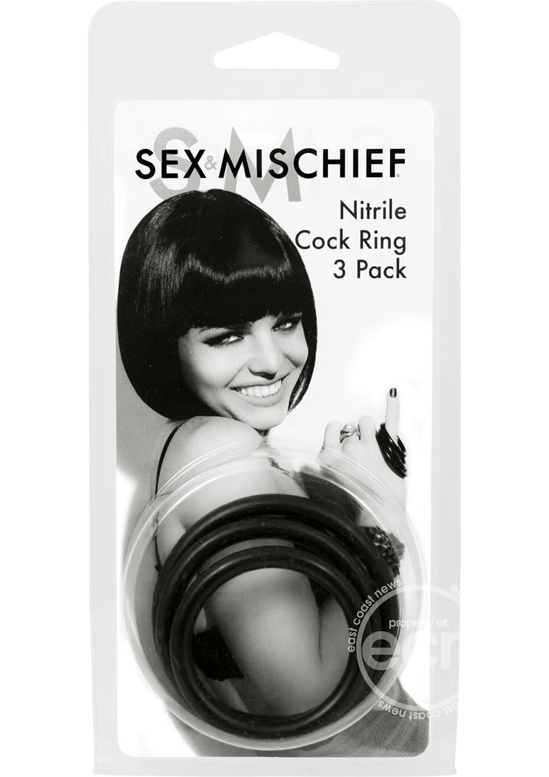 Sex & Mischief Nitrile Cock Ring Pack of 3