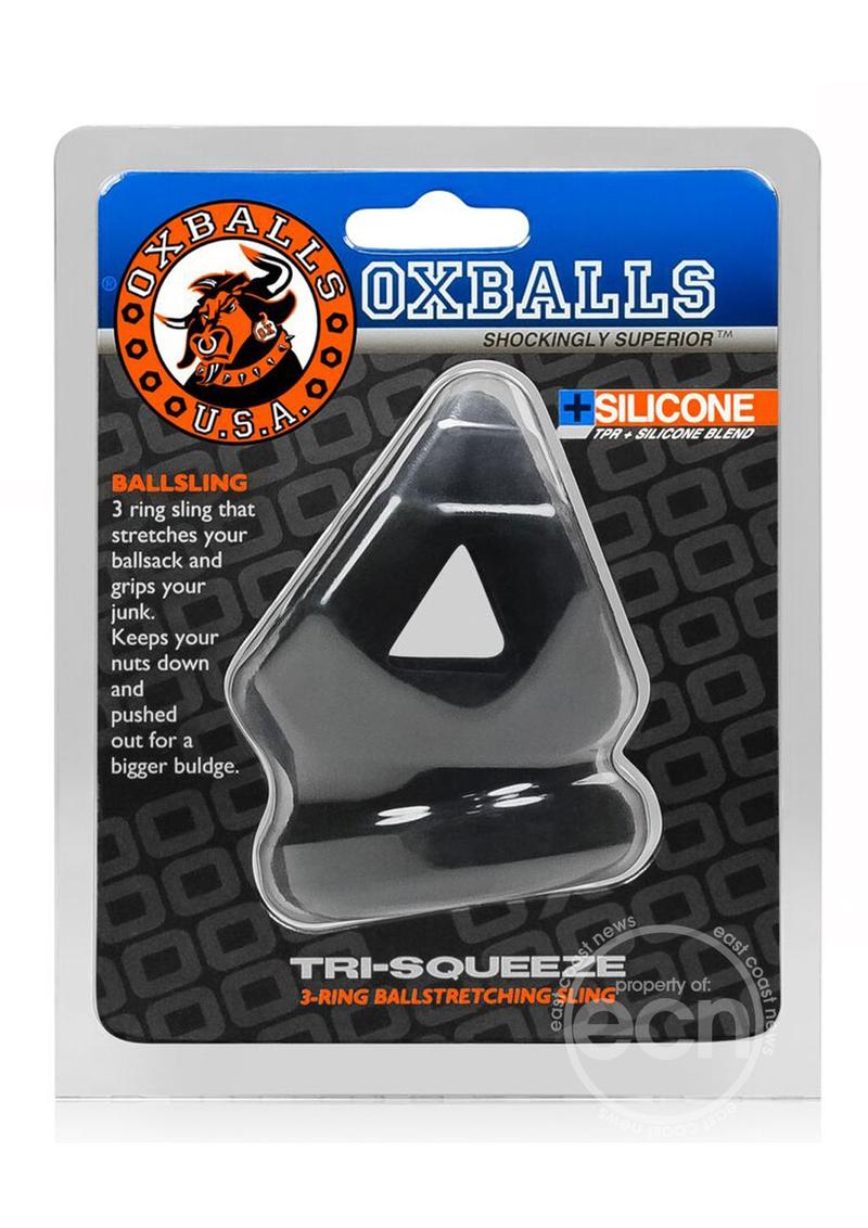 Oxballs Tri-Squeeze Silicone 3-Ring Ball Stretching Sling - Black