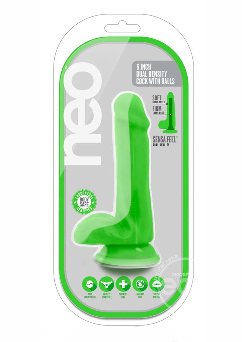 Neo Dual Density Dildo with Balls 6in