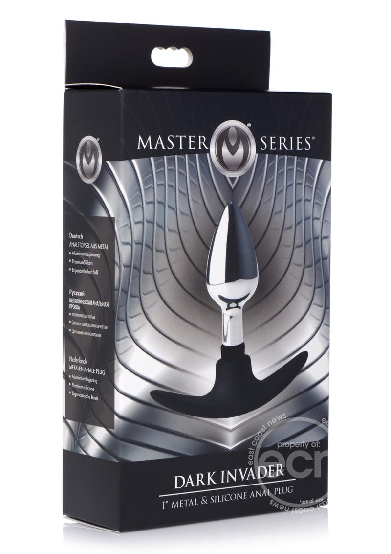 Master Series Dark Invader Metal & Silicone Anal Plug - Small - Silver