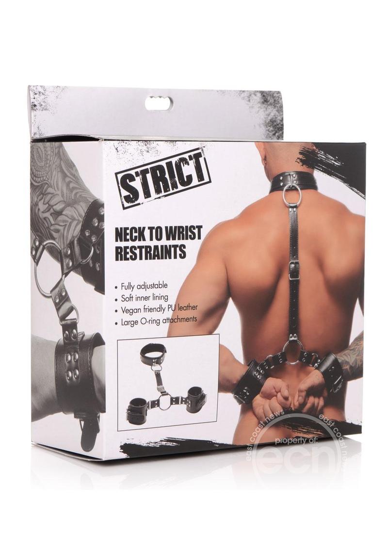 Strict Adjustable Neck to Wrist Restraints - Black