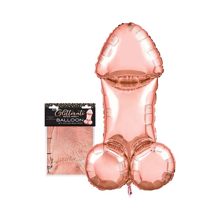 Glitterati Penis 3ft Mylar Balloon - Rose Gold