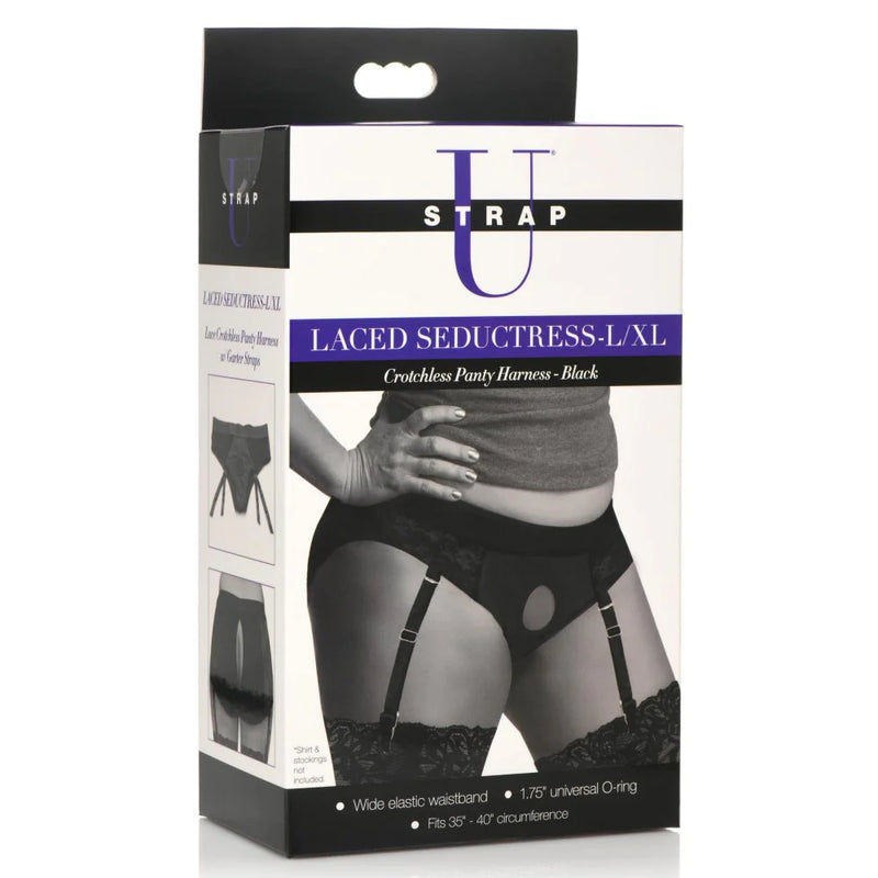 Laced Seductress Crotchless Panty Harness L-XL