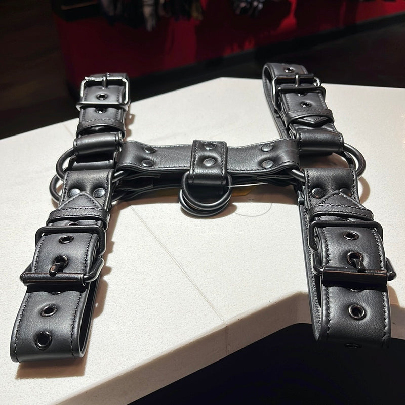 Everest Leather Bulldog Harness w/ black hardware