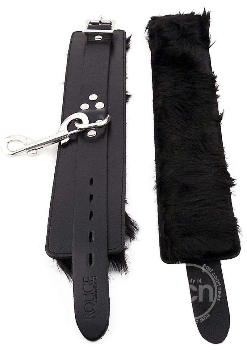 Rouge Leather Wrist Cuffs with Faux Fur Lining