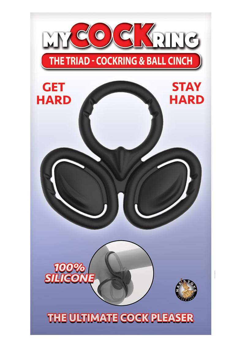 My Cockring The Triad Silicone Cock Ring & Ball Cinch - Black