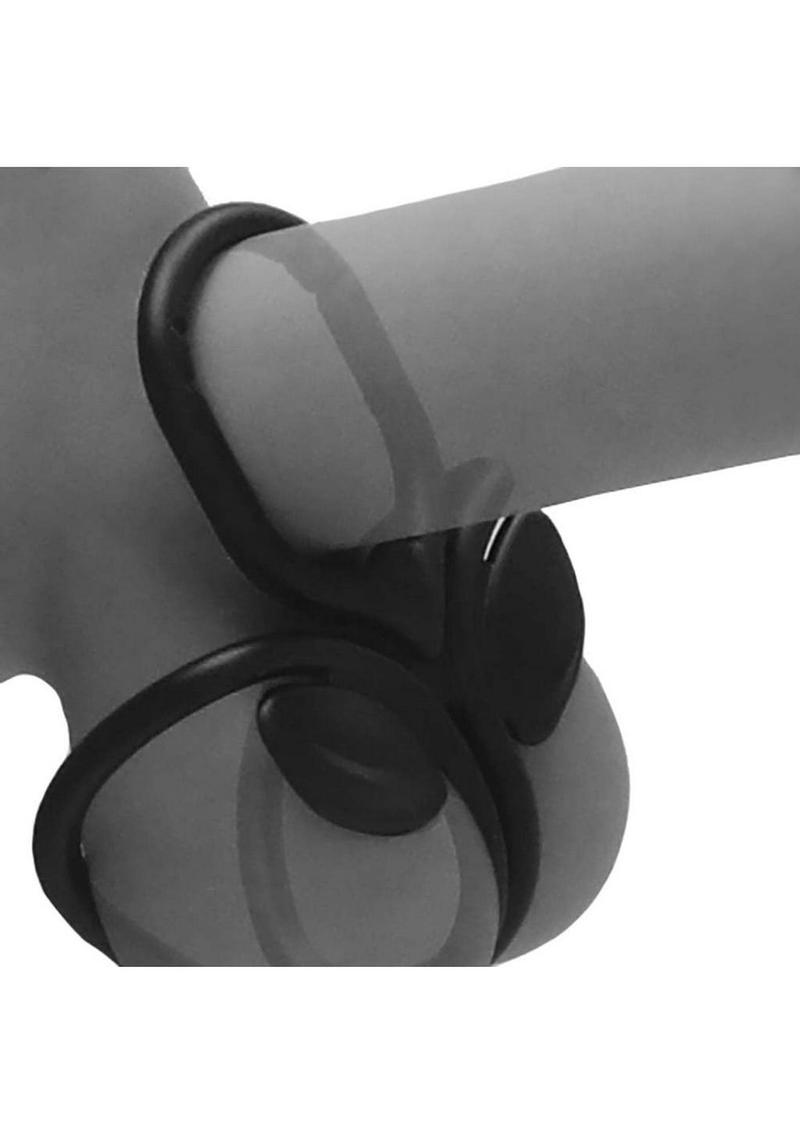 My Cockring The Triad Silicone Cock Ring & Ball Cinch - Black
