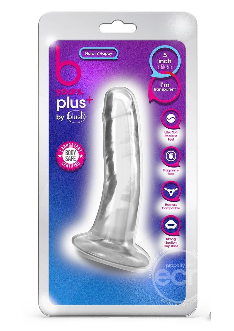 B Yours Plus Hard n' Happy Realistic Dildo 5.5in - Clear