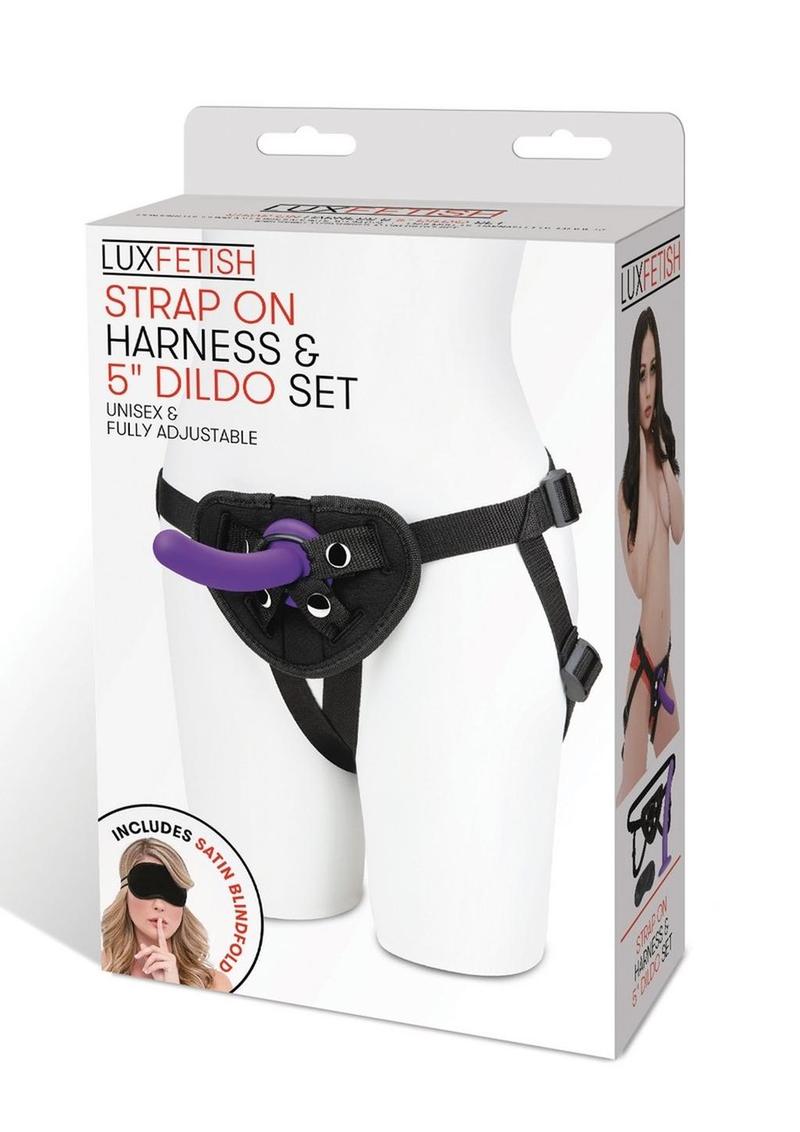 Lux Fetish Strap on Harness & Silicone Dildo Set 5in