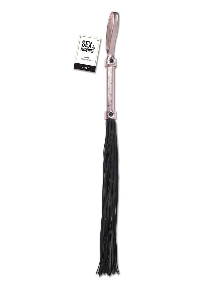 Sex & Mischief Brat Flogger - Black/Rose Gold