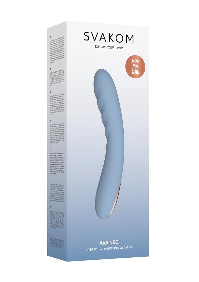 Svakom Ava Neo Rechargeable Silicone Vibrator with Remote Control - Blue