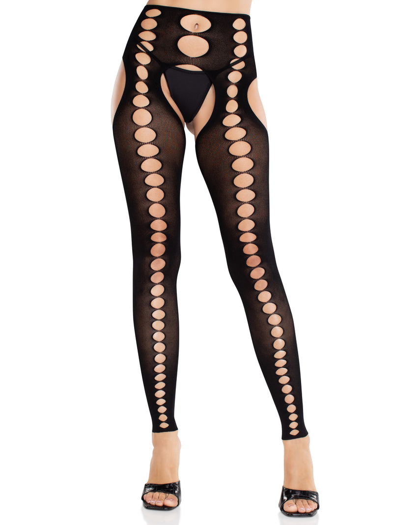 Seamless Opaque Cut-Out Footless Suspender Hose