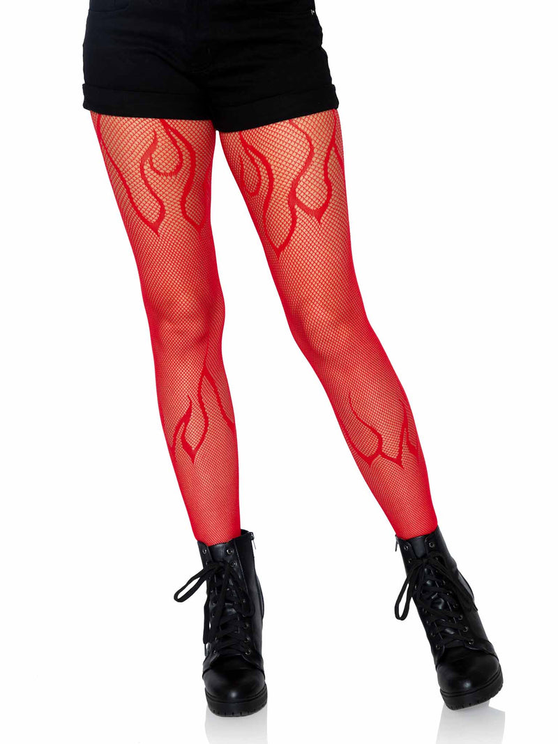 Flame net tights.