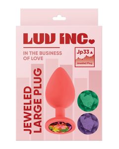 Luv Inc. Jeweled Silicone Butt Plug w/Three Stones