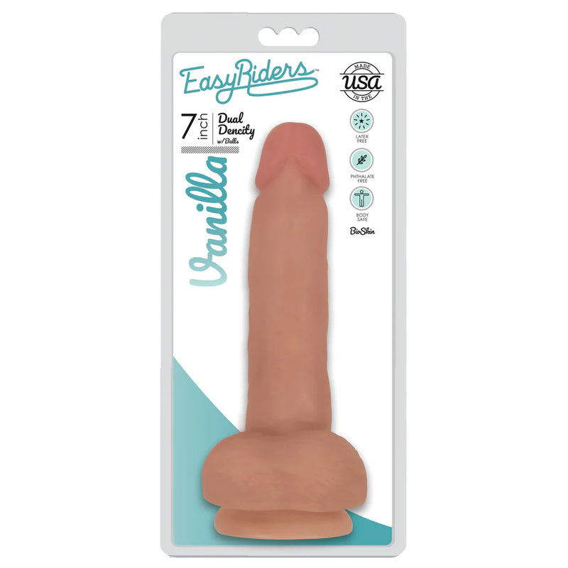 EASY RIDERS 7 INCH DUAL DENSITY DILDO WITH BALLS