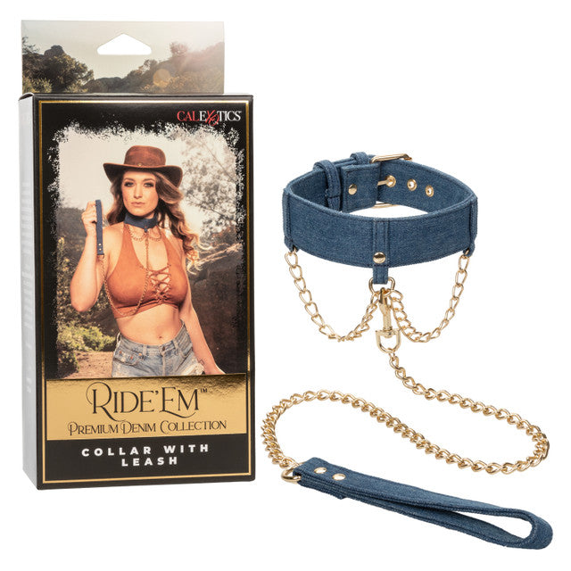 Ride 'em™ Premium Denim Collection Collar with Leash