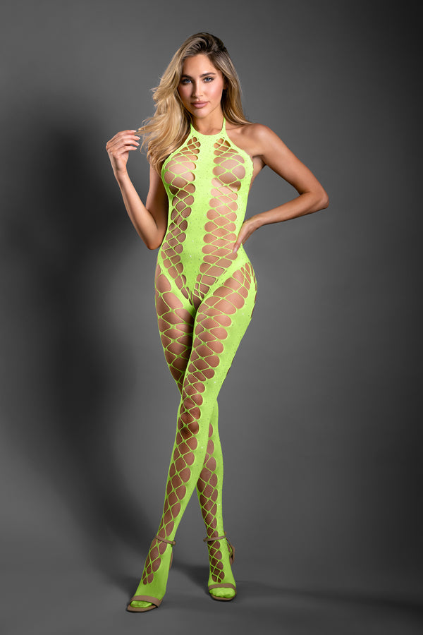 Unstoppable Crotchless Rhinestone Bodystocking