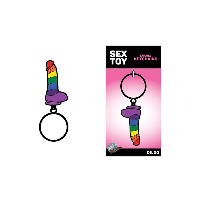 Wood Rocket Sex Toy Pride Dildo Keychain - Rainbow