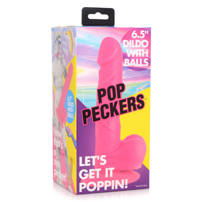 6.5" Dildo With Balls - Pink