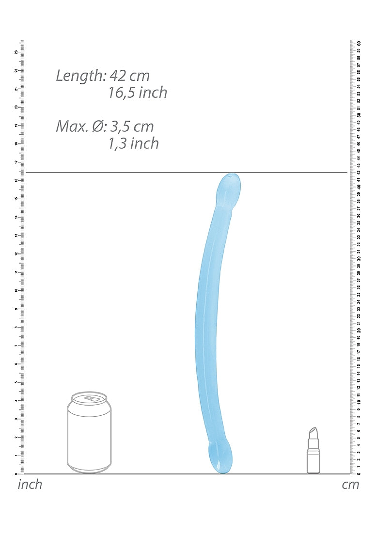 Realrock Crystal Clear 17'' / 13cm Non Realistic Double Dildo - Blue..