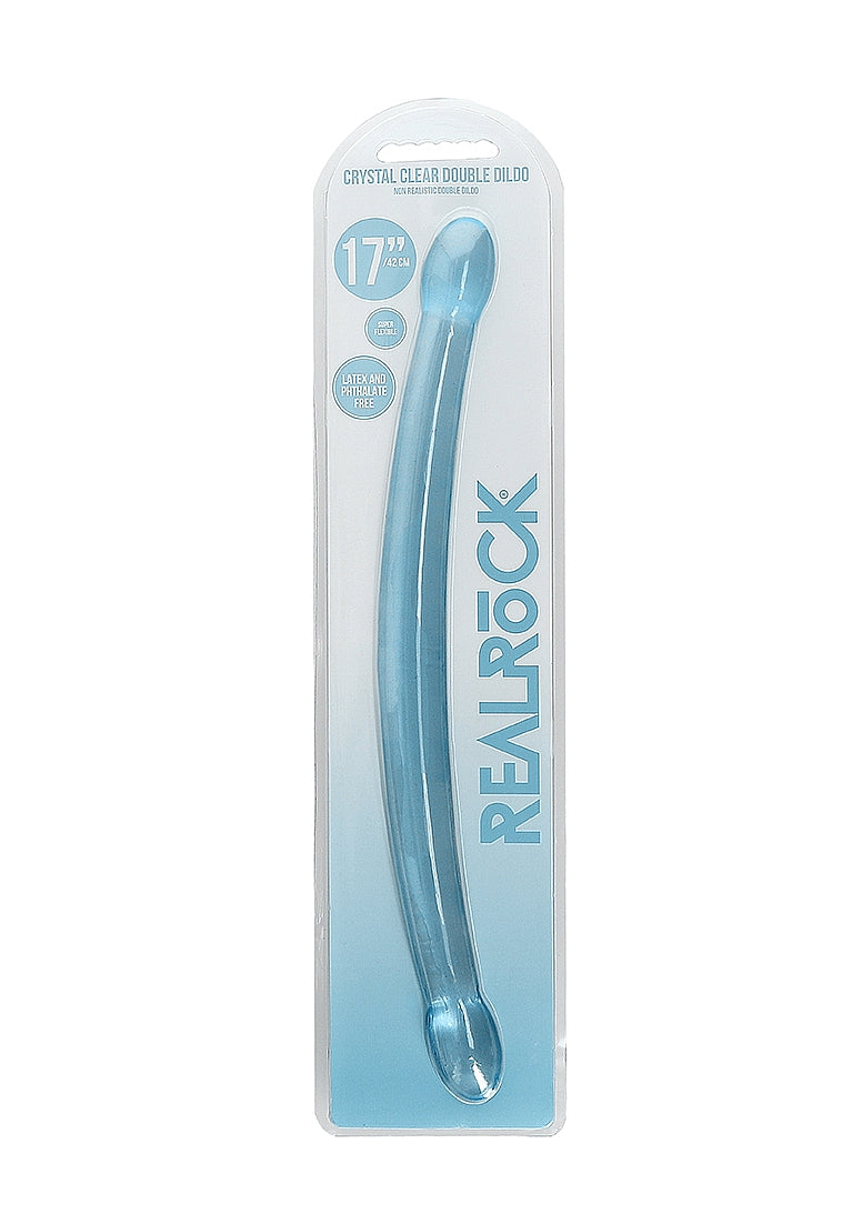 Realrock Crystal Clear 17'' / 13cm Non Realistic Double Dildo - Blue..