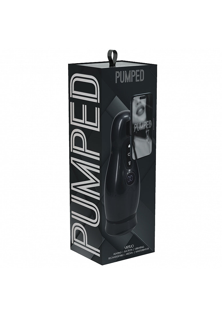 PUMPED - Virtuo - Masturbator - 10 Function - Suction - Vibration - Phone Attachment - Gun Metal