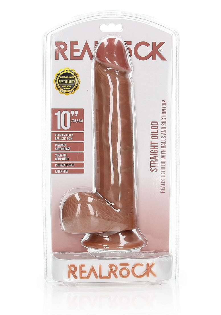 10 " Cock With Balls - Regular Straight - Tan..