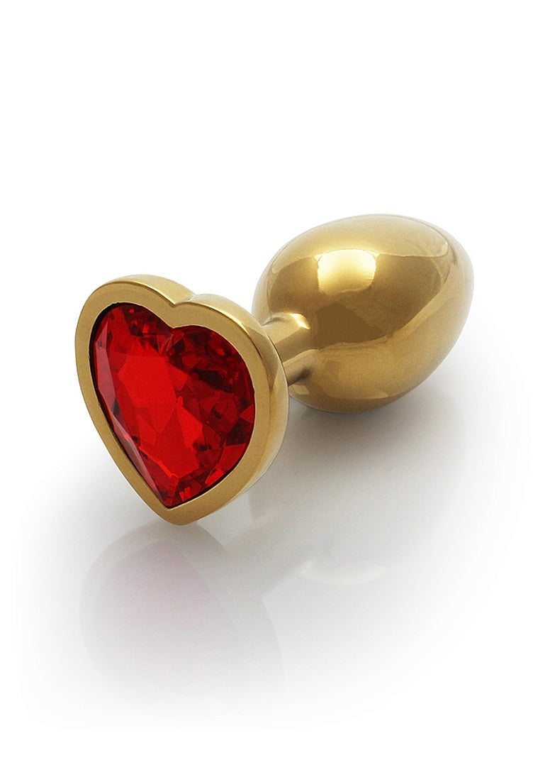 Heart Gem Butt Plug - Gold / Ruby Red..