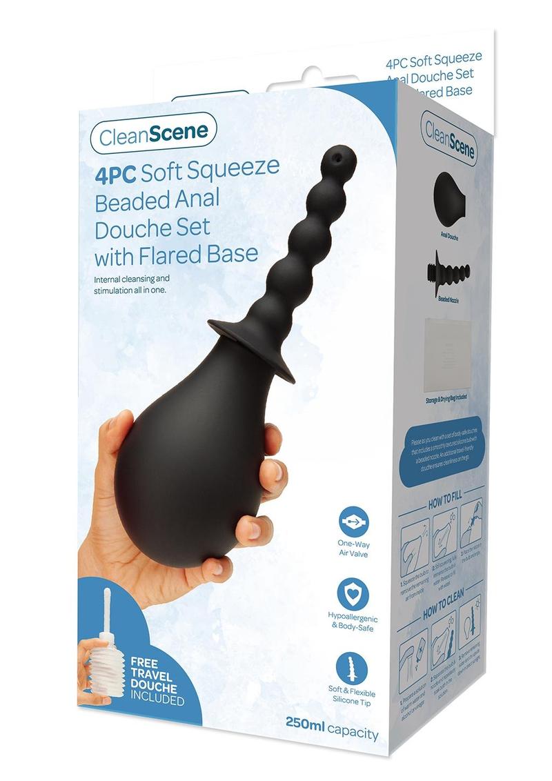 4 Piece Soft Squeeze Beaded Anal Douche Set with Flared Base