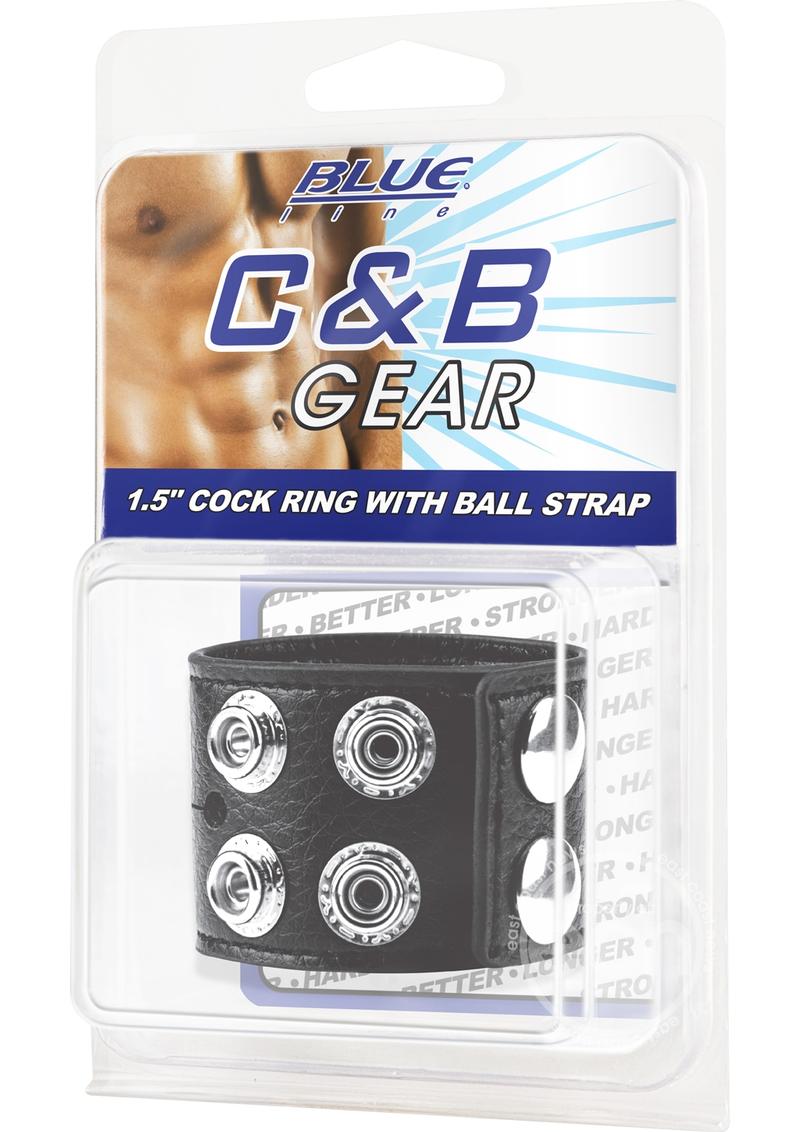 C&B Gear Cock Ring with Ball Strap 1.5in - Black