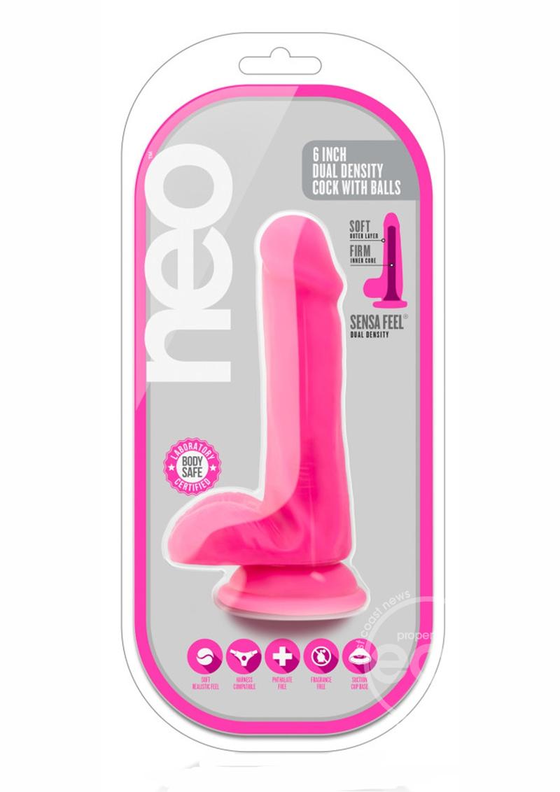 Neo Dual Density Dildo with Balls 6in