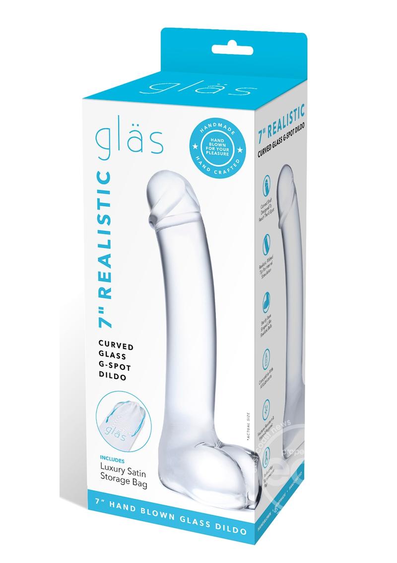 Glas Realistic Curved Glass G Spot Dildo 7in - Clear