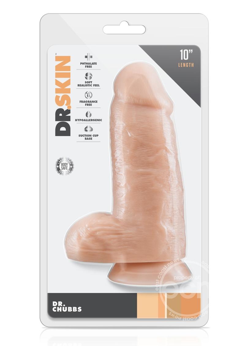 Dr. Skin Dr. Chubbs Dildo with Balls and Suction Cup 10in - Vanilla