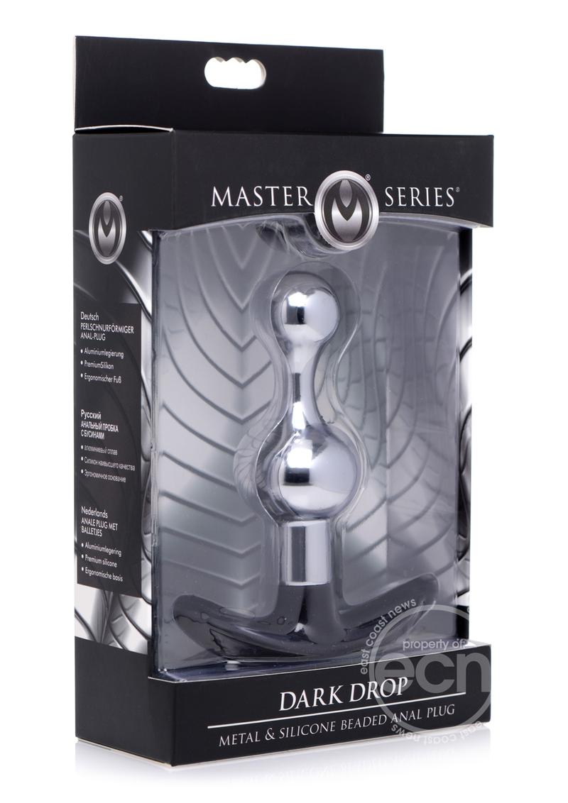Master Series Dark Drop Metal & Silicone Beaded Anal Plug - Silver