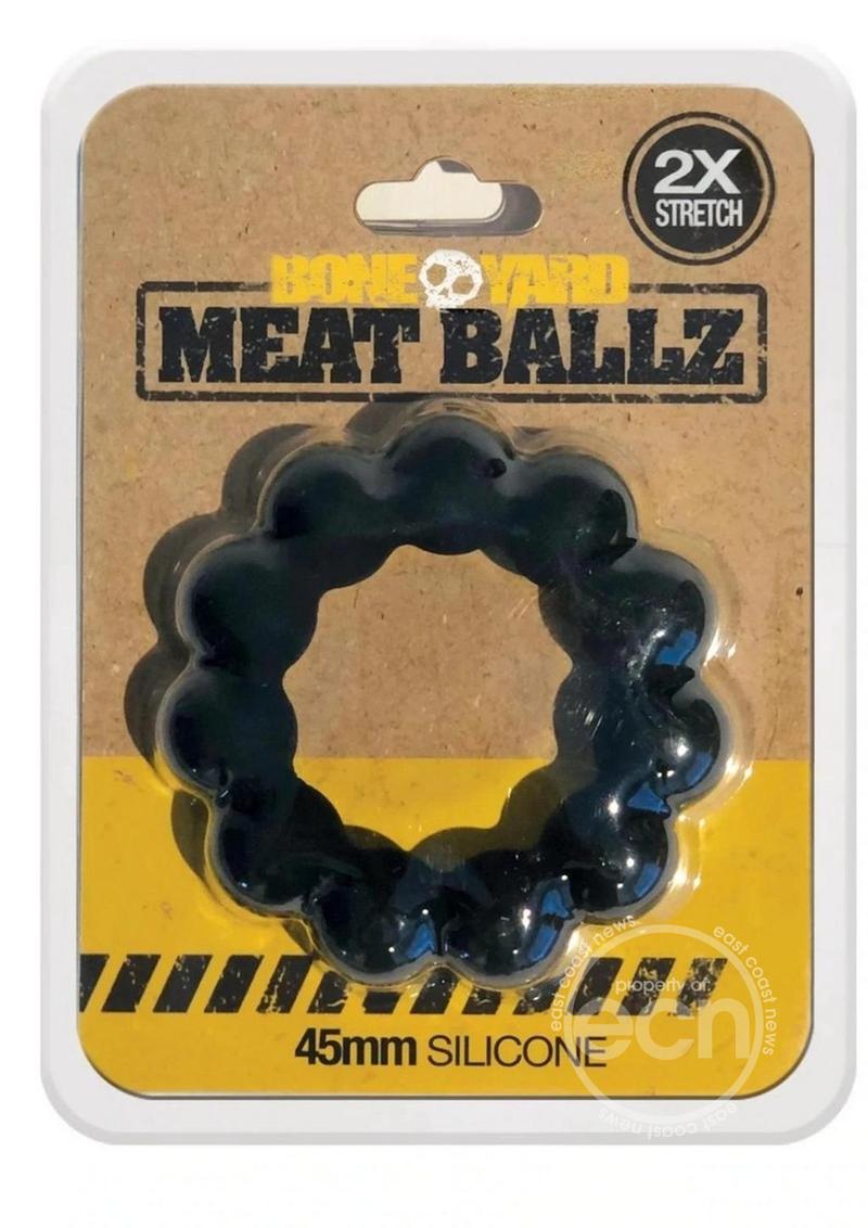 Boneyard Meat Ballz 2X Stretch Silicone Beaded Cock Ring - Black