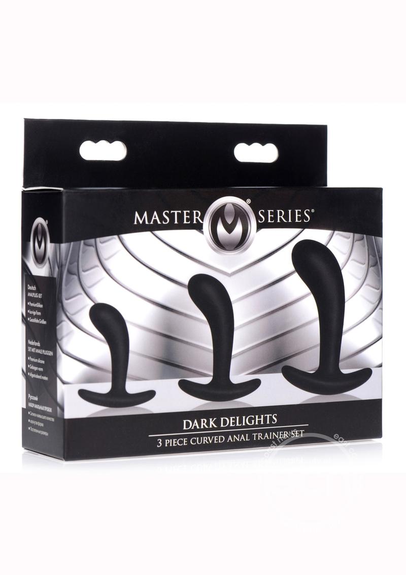 Master Series Dark Delights 3 Piece Curved Silicone Anal Trainer Set - Black