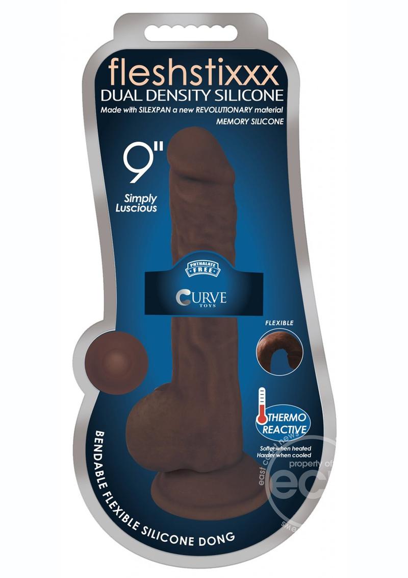 Fleshstixxx Dual Density Silicone Bendable Dong with Balls 9in