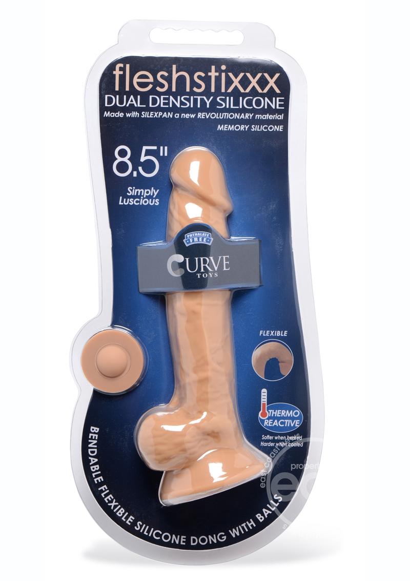 FleshStixxx Dual Density Silicone Bendable Dong With Balls 8.5in