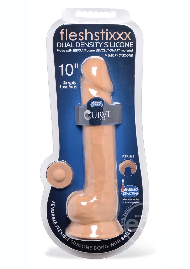 Fleshstixxx Dual Density Silicone Bendable Dong with Balls 10in