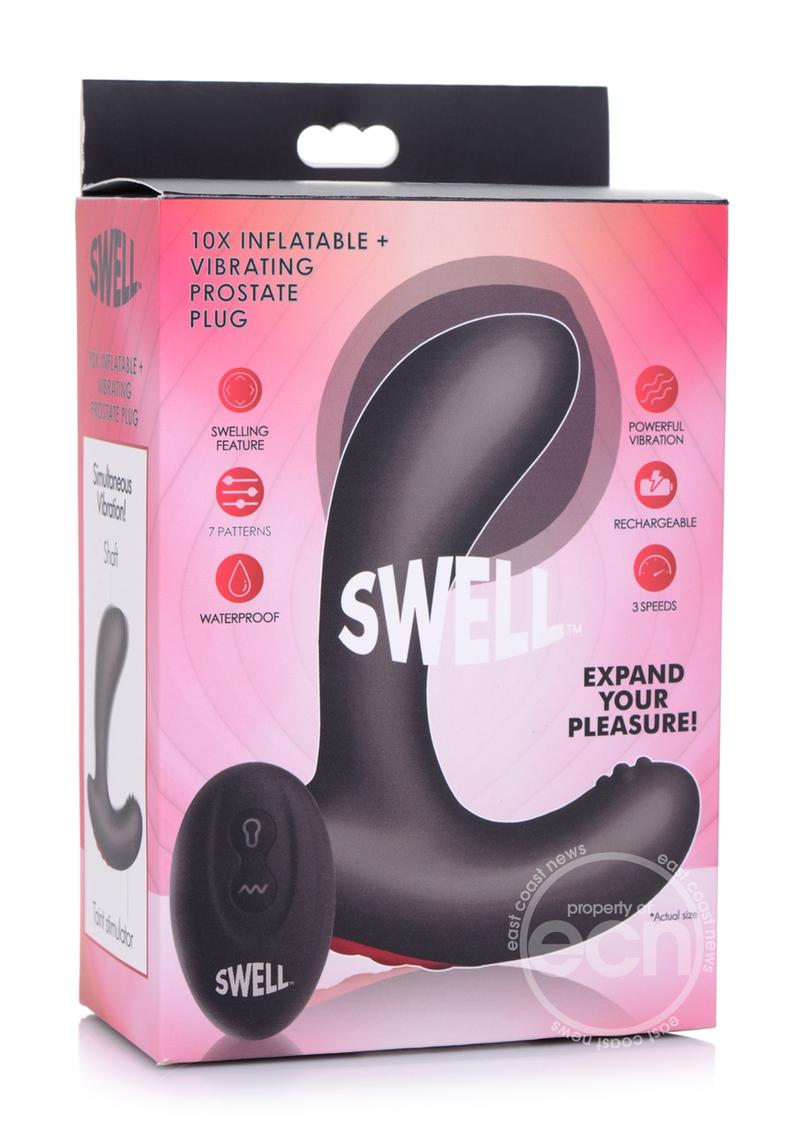 Swell 10x Inflatable Vibrating Silicone Rechargeable Prostate Plug - Black