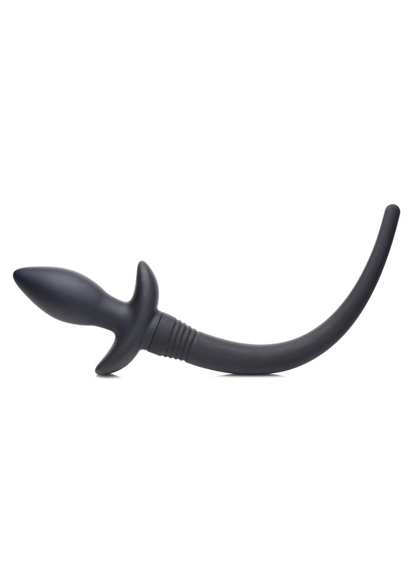 Tailz Waggerz Moving & Vibrating Silicone Rechargeable Puppy Tail With Remote Control - Black