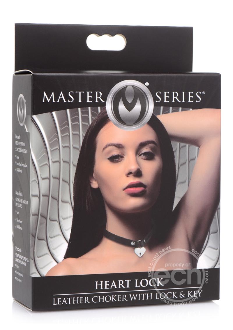 Master Series Heart Lock Choker with Keys - Black