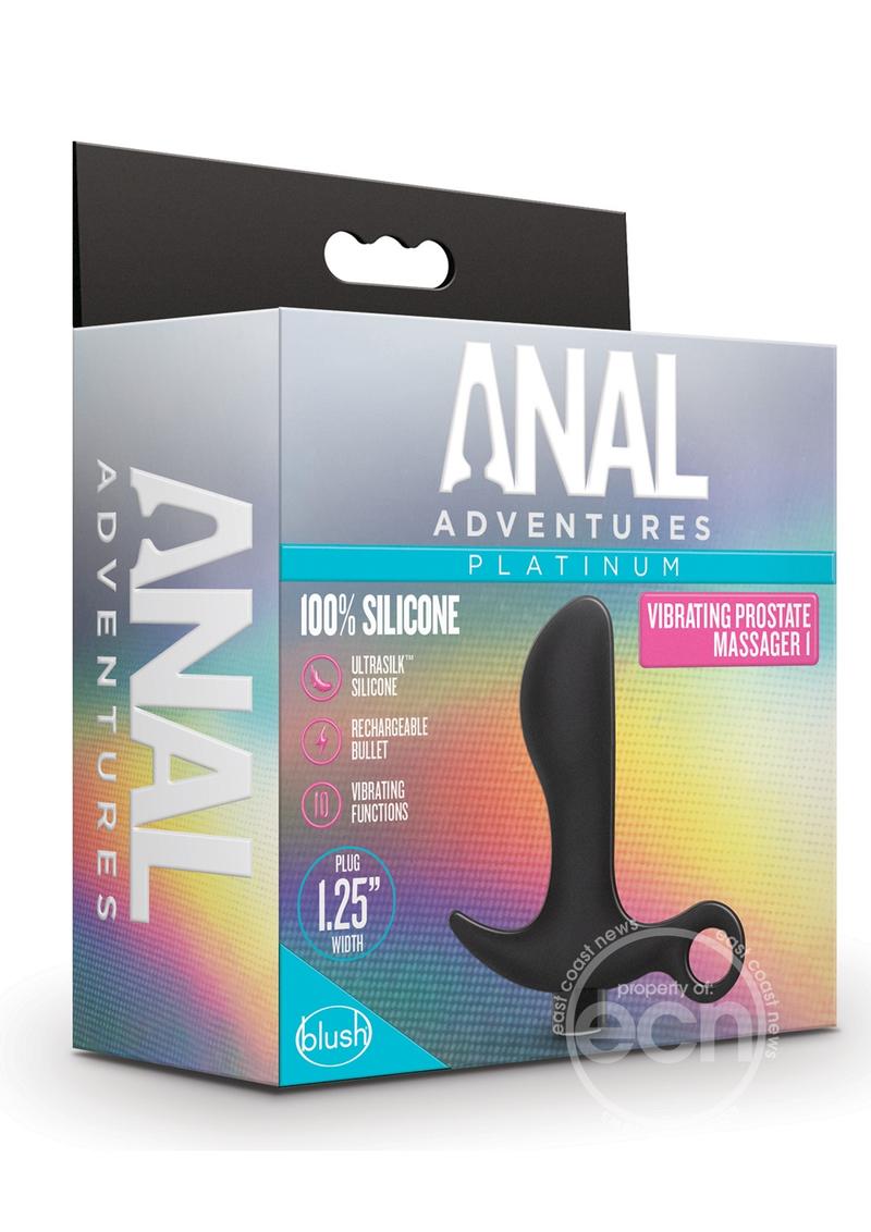 Anal Adventures Platinum Silicone Rechargeable Vibrating Prostate Massager - Black