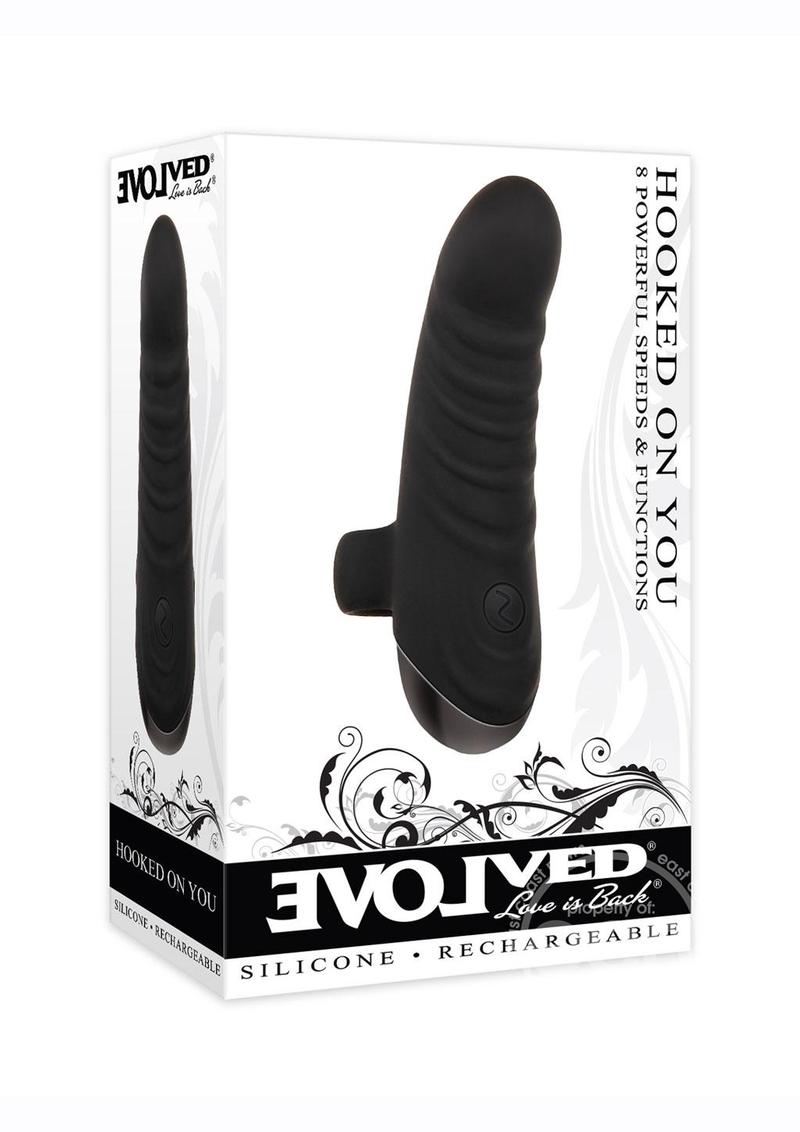 Hooked On You Silicone Rechargeable Vibrator - Black