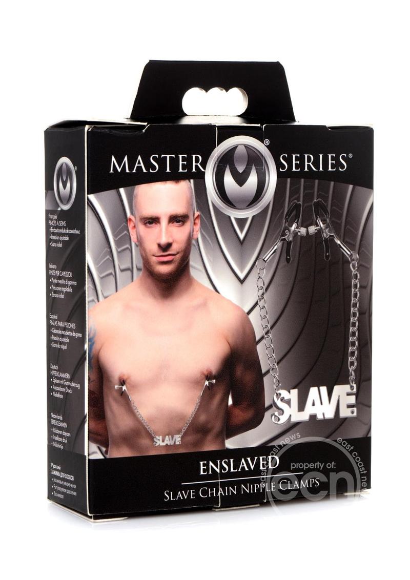 Master Series Enslaved Slave Chain Nipple Clamps - Silver