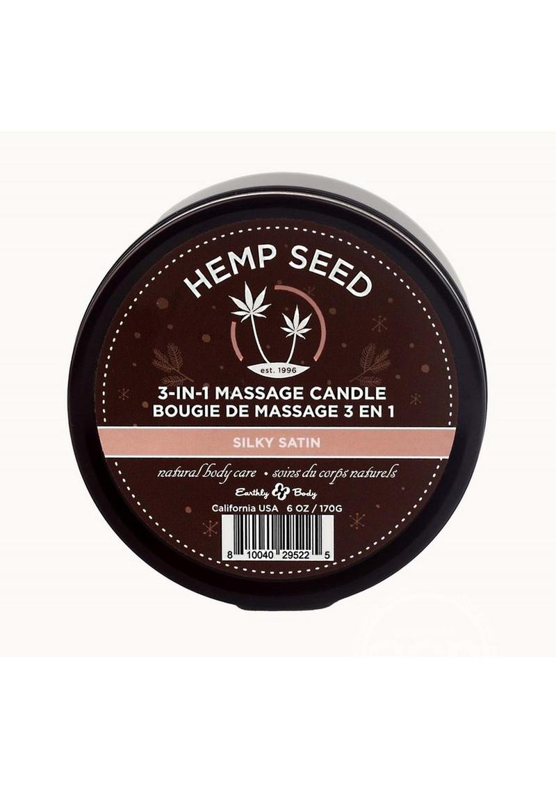 Earthly Body Hemp Seed 3 In 1 Massage Candle - Silky Satin 6oz