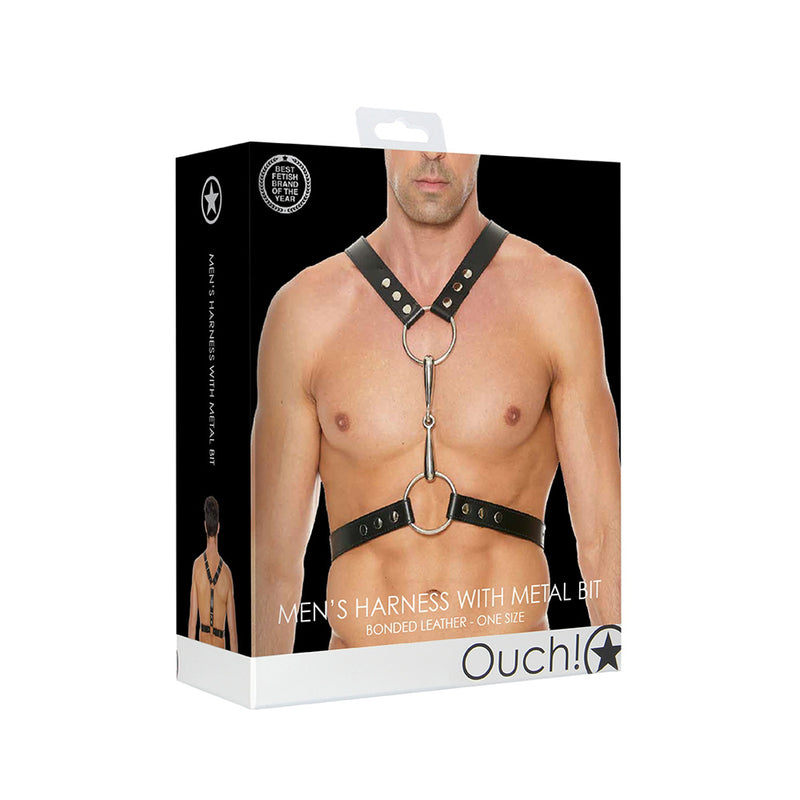 Ouch! Men's Harness With Metal Bit One Size Black