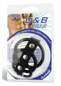 Blue Line C & B Gear 3 Ring Silicone Gates Of Hell with Leash Lead