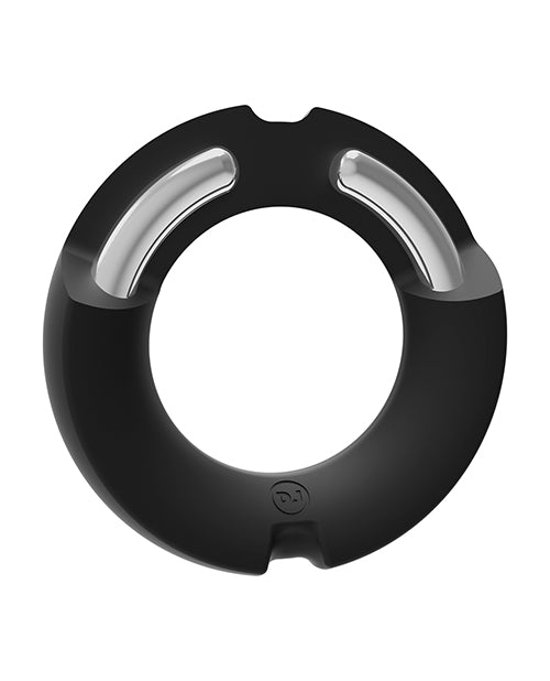 Kink Hybrid Silicone Covered Metal Cock Ring - 45 mm Black